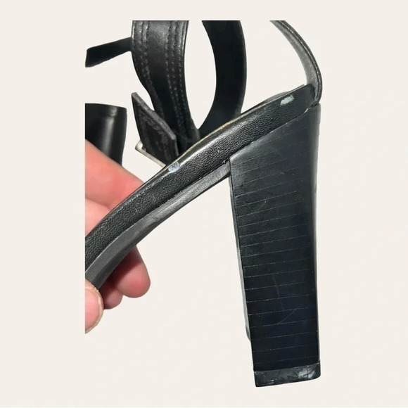 Women’s ALDO SQUARE HEEL‎ OPEN TOES HEELS SIZE 36(US 6) BLACK IN COLOR STRAPPY - Picture 10 of 16